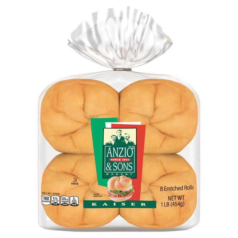 Anzio &amp; Sons Bakery Kaiser Enriched Rolls, 8 count, 1 lb