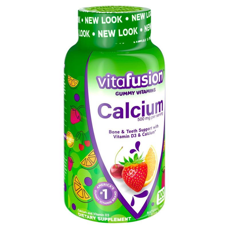 Vitafusion Gummy Vitamins Calcium Natural Fruit &amp; Cream Flavors Dietary Supplement, 100 count