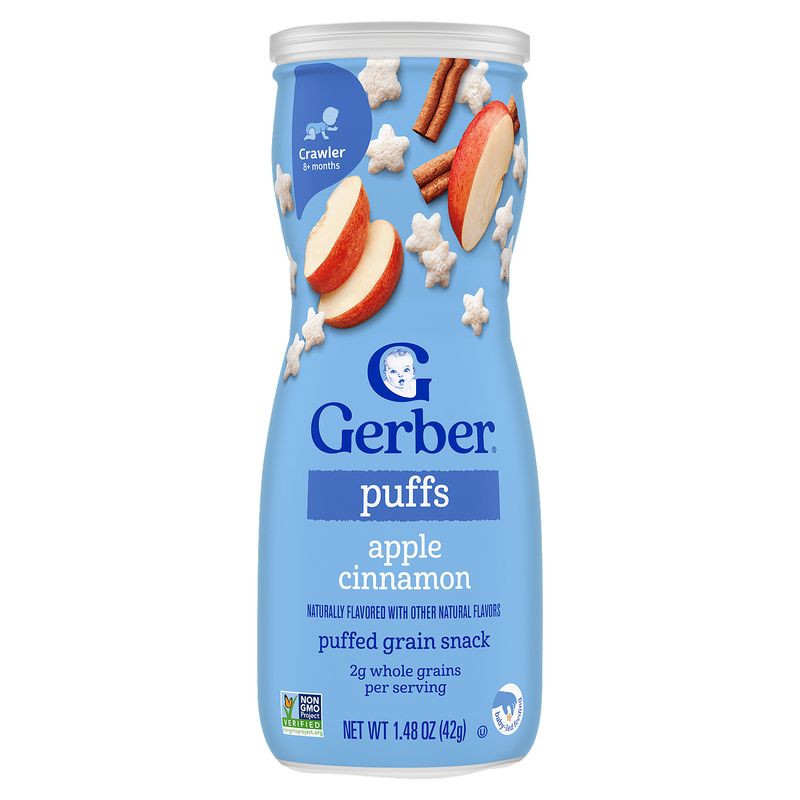 Gerber Apple Cinnamon Puffs Cereal Snack, Crawler, 8+ Months, 1.48 oz