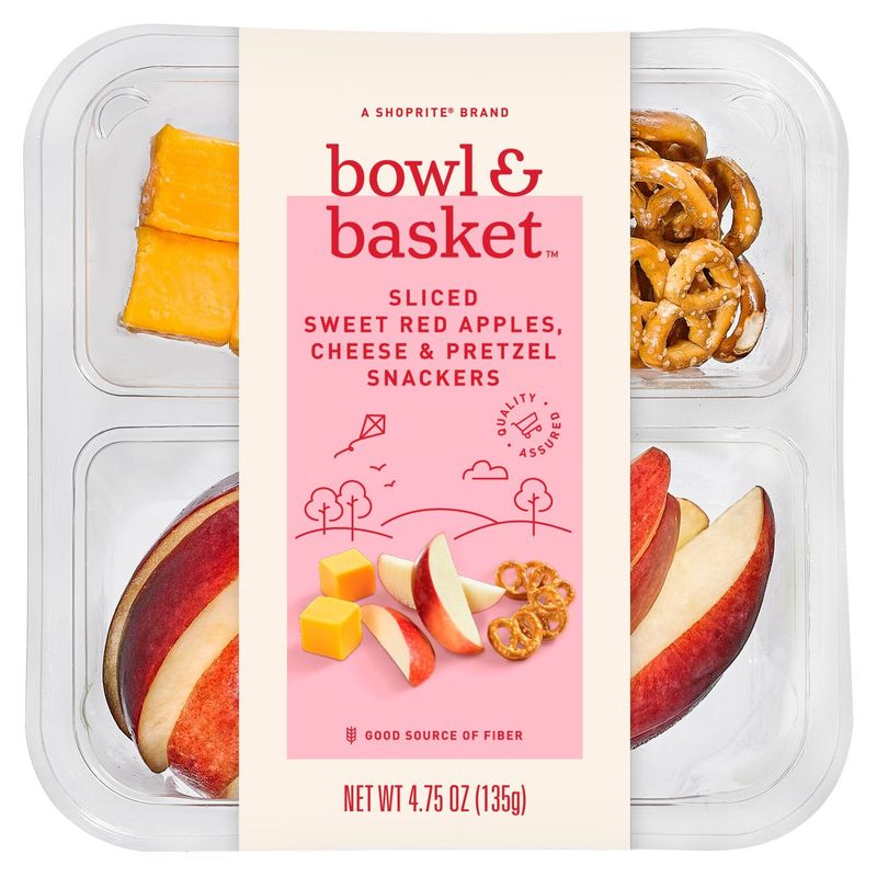 Bowl &amp; Basket Sliced Sweet Red Apples, Cheese &amp; Pretzel Snackers, 4.75 oz