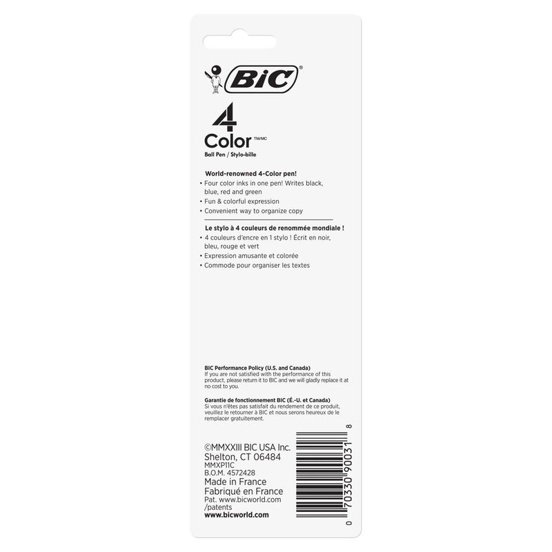 BIC 4 Color Original Assorted Ink Ball Pen, 1 count