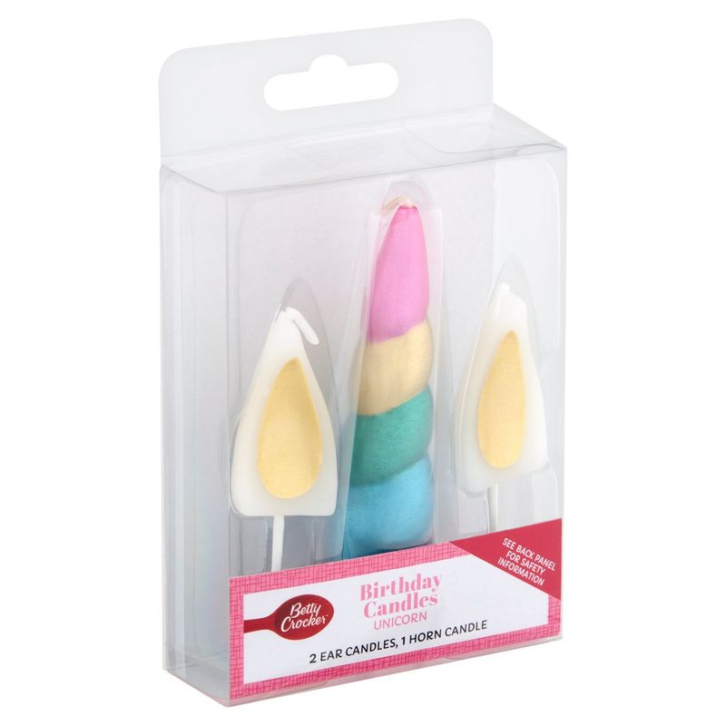 Betty Crocker Unicorn Birthday Candles, 3 count