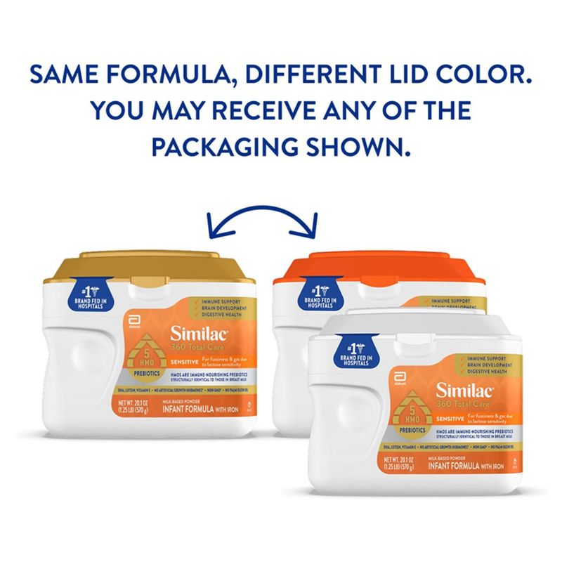 Similac 360 Total Care Sensitive Infant Formula with Iron Milk-Based Powder, 20.1 oz