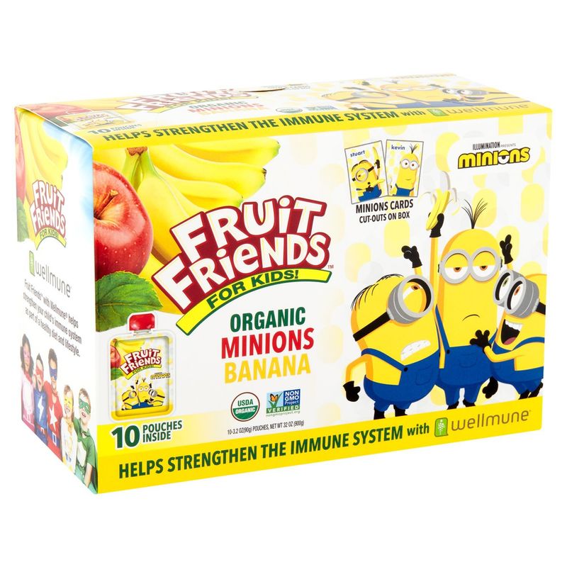 Fruit Friends Organic Minions Banana for Kids! Applesauce, 3.2 oz, 10 count