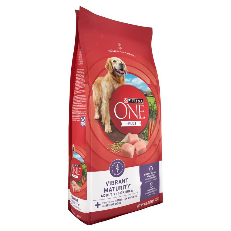 Purina ONE +Plus Vibrant Maturity Adult Food for Dogs, Age 7+, 4 lb