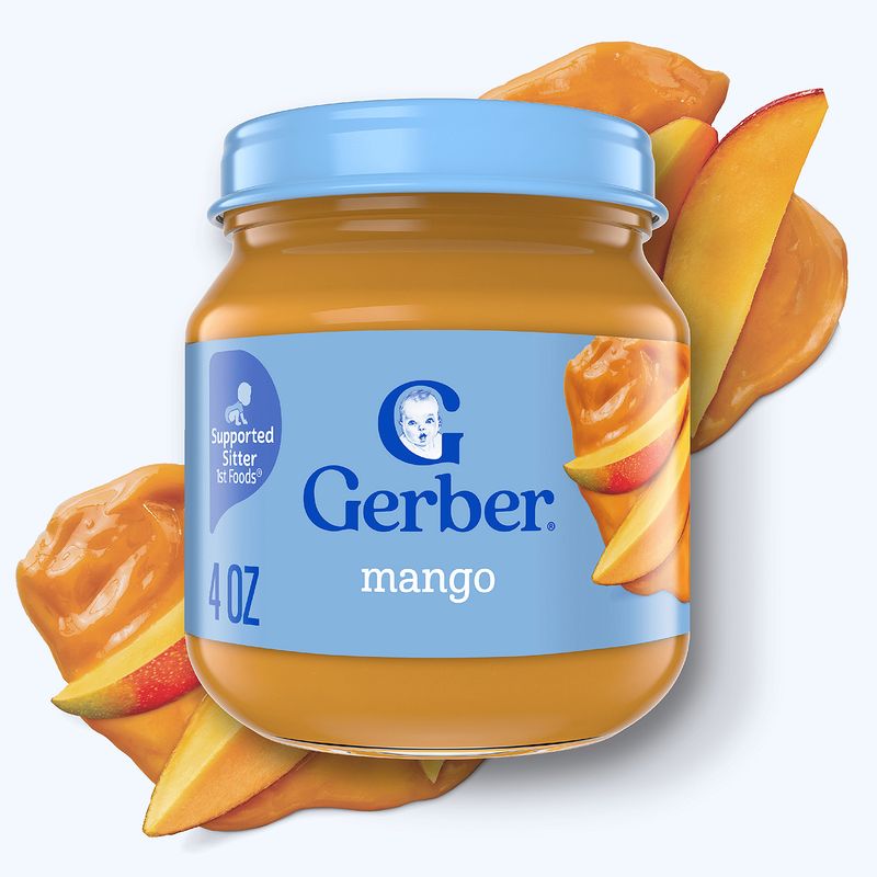 Gerber 1st Foods Mango Baby Food, Supported Sitter, 4 oz