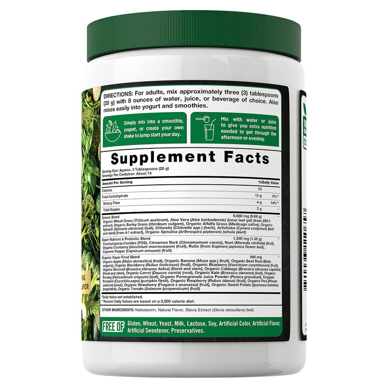Nature's Truth Daily Super Greens+ Dietary Supplement, 9.88 oz