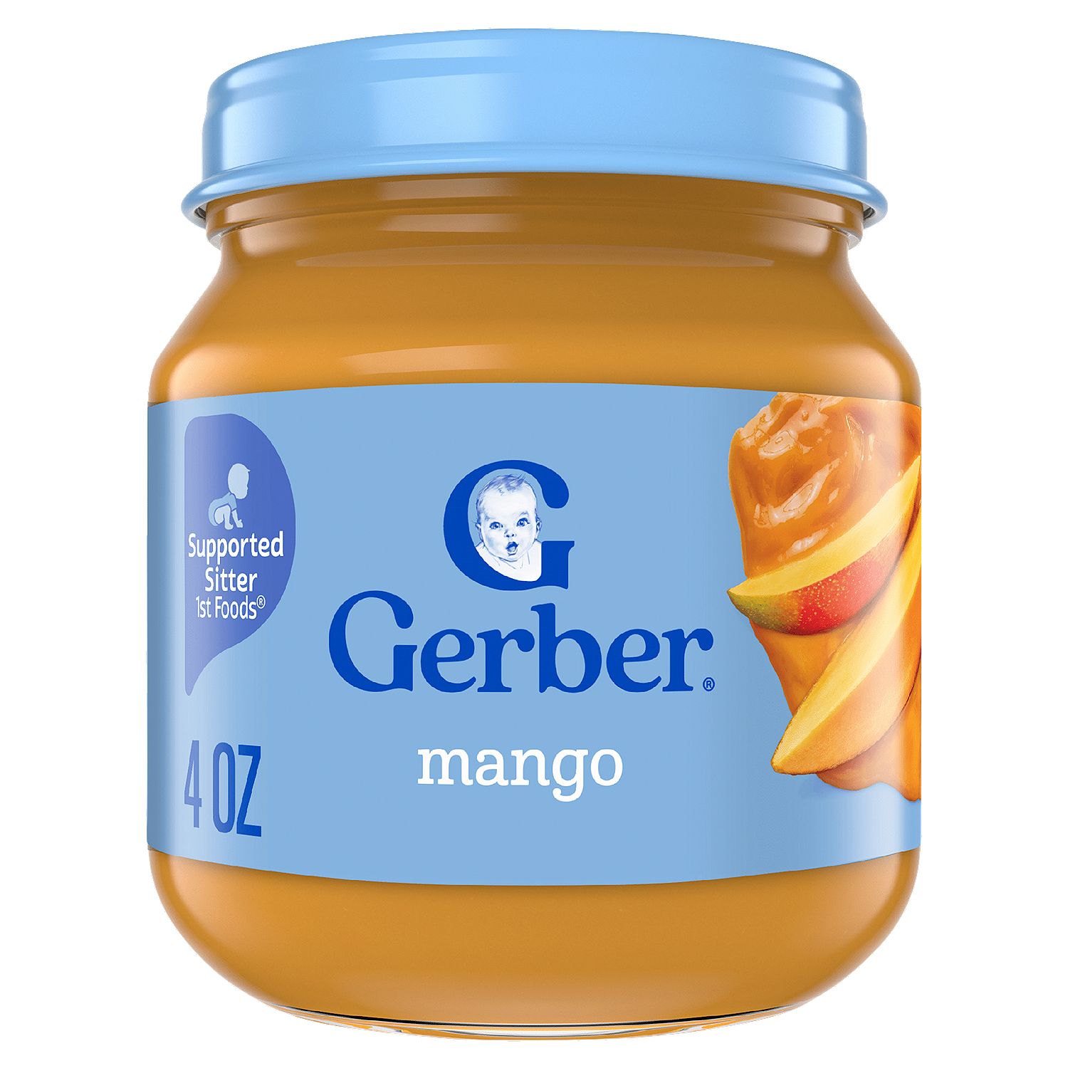 Gerber 1st Foods Mango Baby Food, Supported Sitter, 4 oz