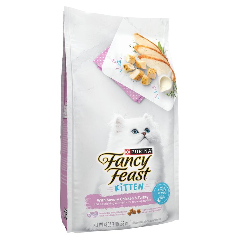 Purina Fancy Feast 100% Complete &amp; Balanced Gourmet Kitten Food with Savory Chicken &amp; Turkey, 48 oz