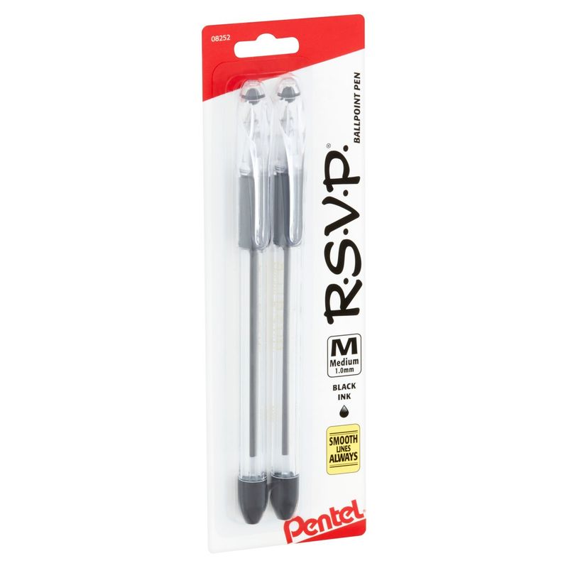 Pentel R.S.V.P. Medium 1.0mm Black Ink Ballpoint Pen, 2 count