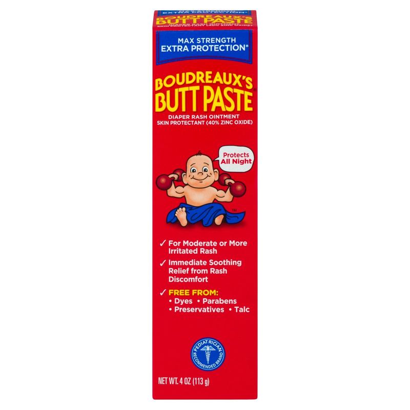 Boudreaux's Butt Paste Max Strength Extra Protection Diaper Rash Ointment, 4 oz