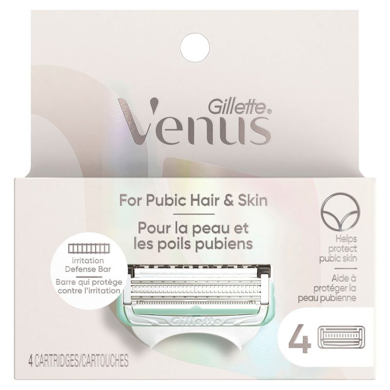 Gillette Venus for Pubic Hair &amp; Skin Cartridges, 4 count