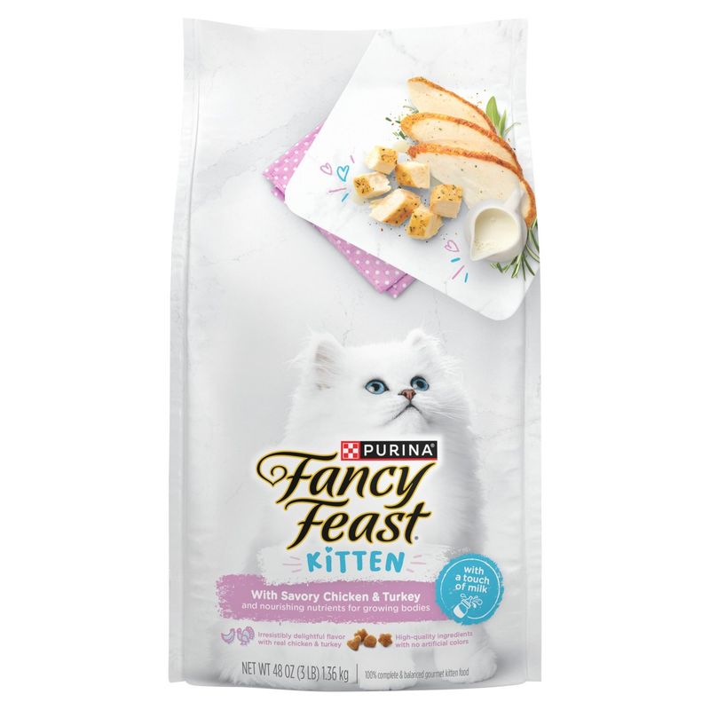 Purina Fancy Feast 100% Complete &amp; Balanced Gourmet Kitten Food with Savory Chicken &amp; Turkey, 48 oz