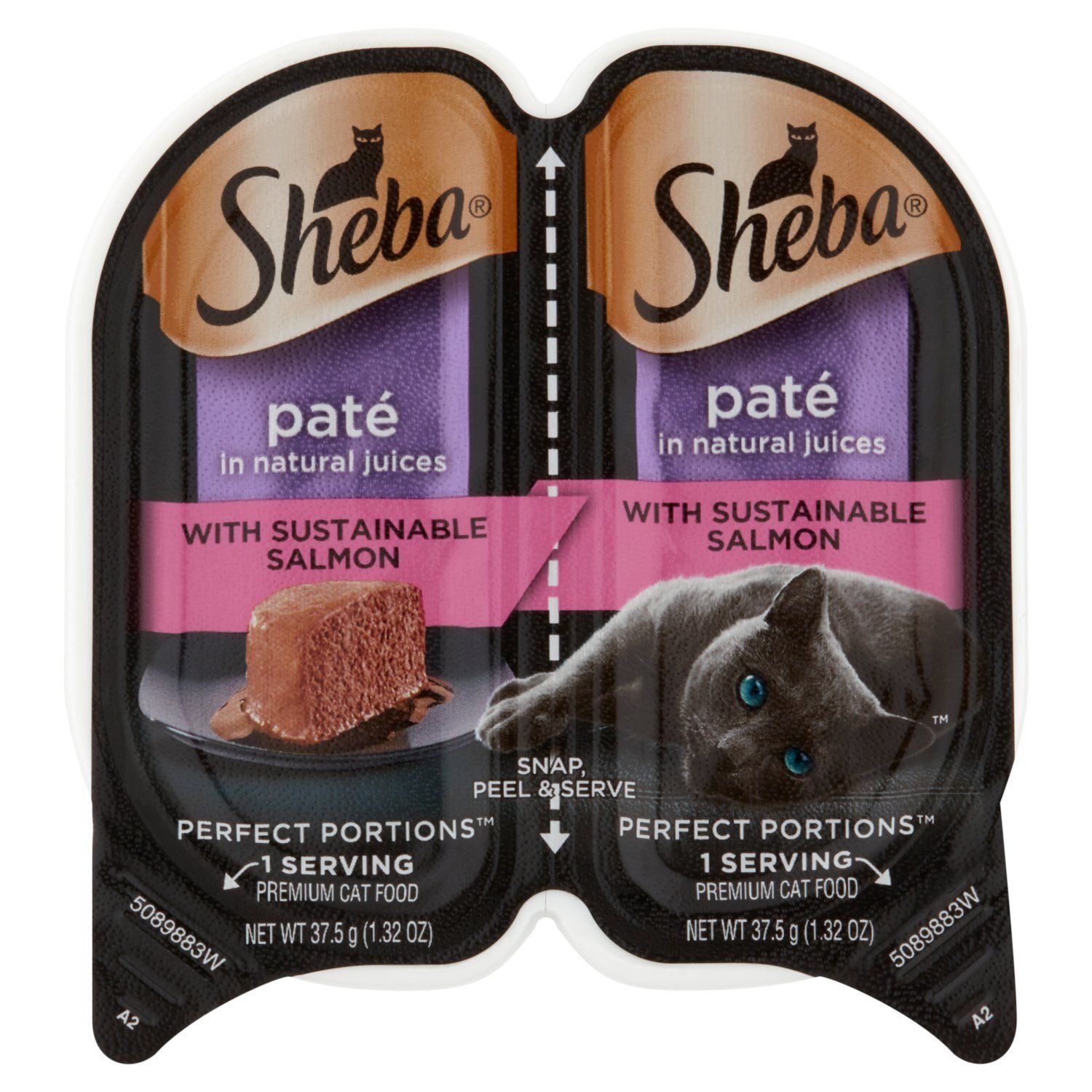 Sheba Perfect Portions Paté in Natural Juices with Sustainable Salmon Premium Cat Food, 1.32 oz