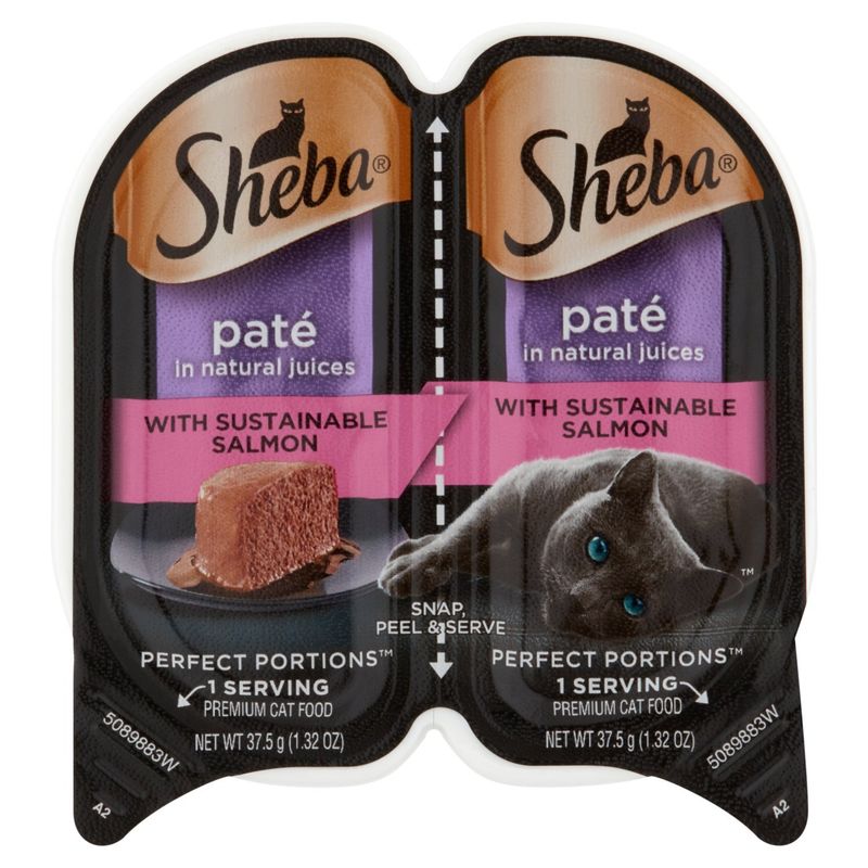 Sheba Perfect Portions Paté in Natural Juices with Sustainable Salmon Premium Cat Food, 1.32 oz