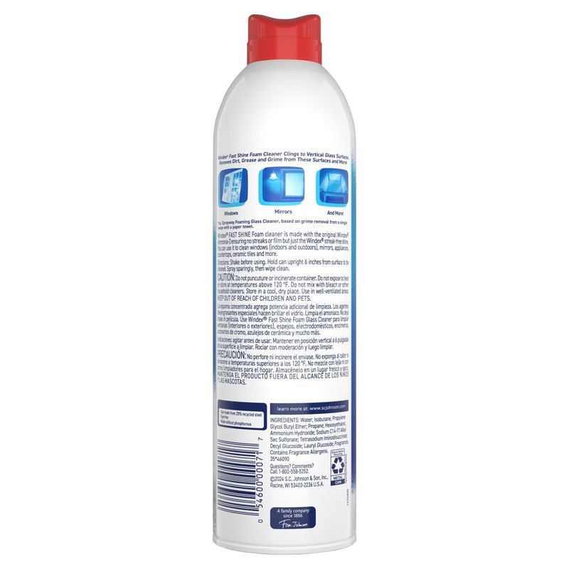 Windex Fast Shine Foam Rainshower Scent Glass Cleaner, 19 oz