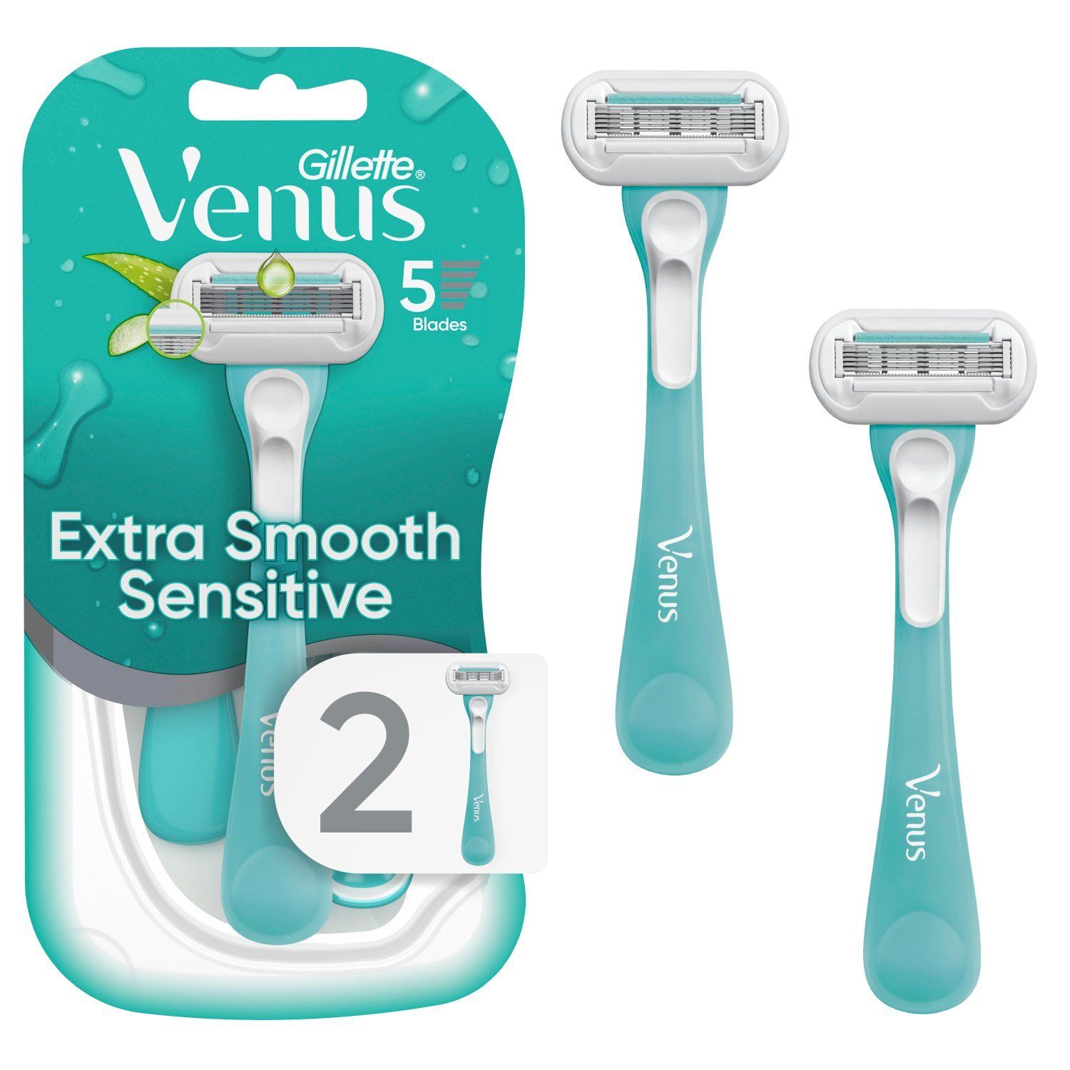 Gillette Venus Extra Smooth Sensitive Disposable Razors, 2 count