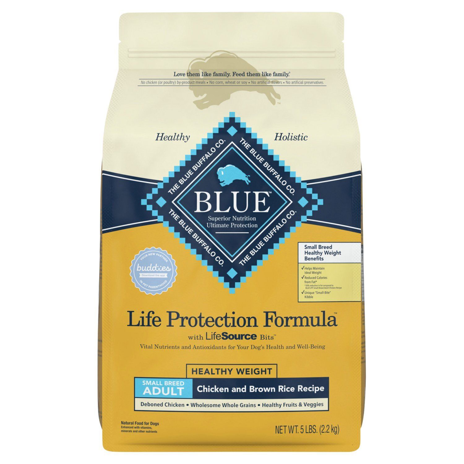 Blue Buffalo Life Protection Formula Adult Small Breed Healthy Weight Dog Food, Chicken &amp; Rice 5-lb