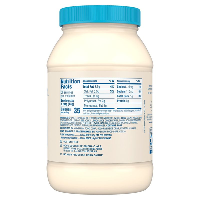 Bowl &amp; Basket Light Mayonnaise, 30 fl oz