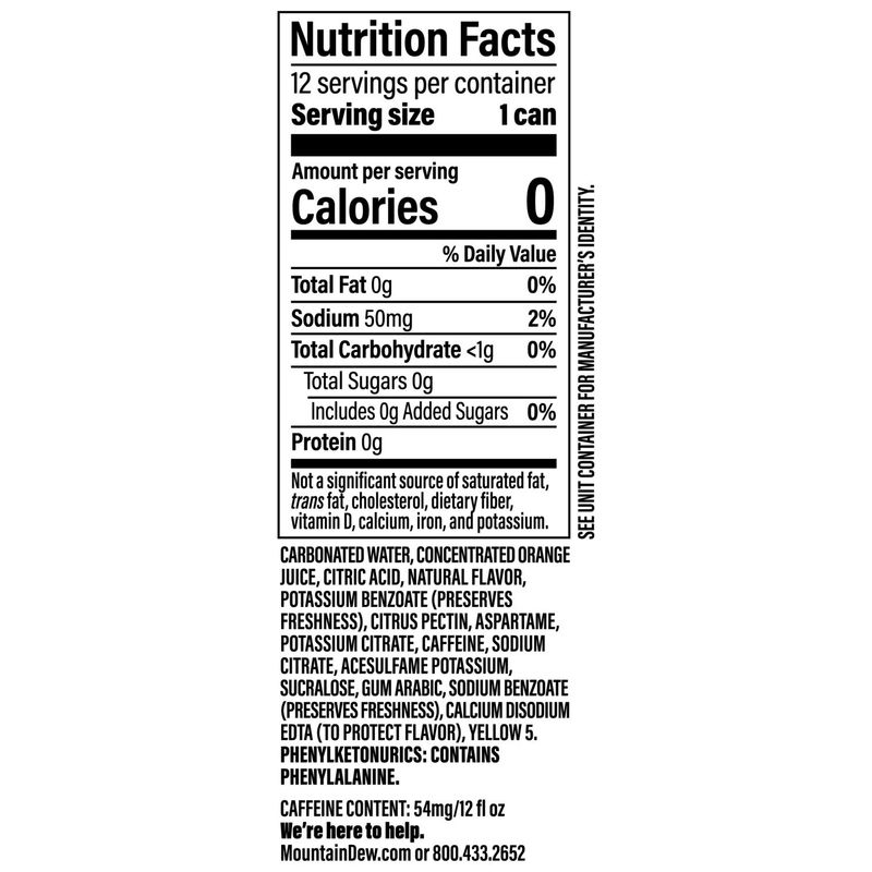 Mountain Dew Diet Soda Citrus 12 Fl Oz, 12 Count