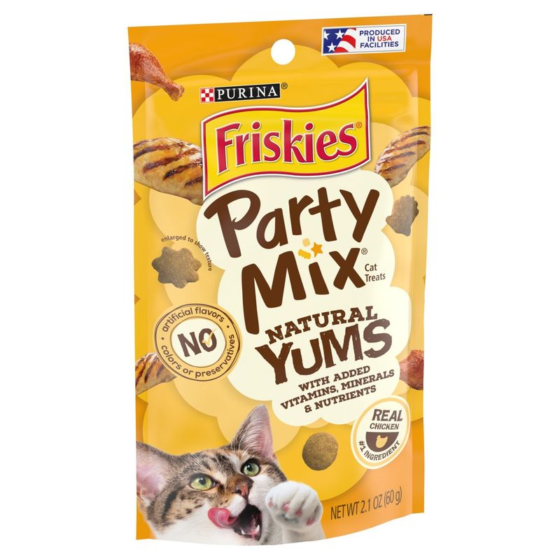 Purina Friskies Party Mix Natural Yums Real Chicken Cat Treats, 2.1 oz