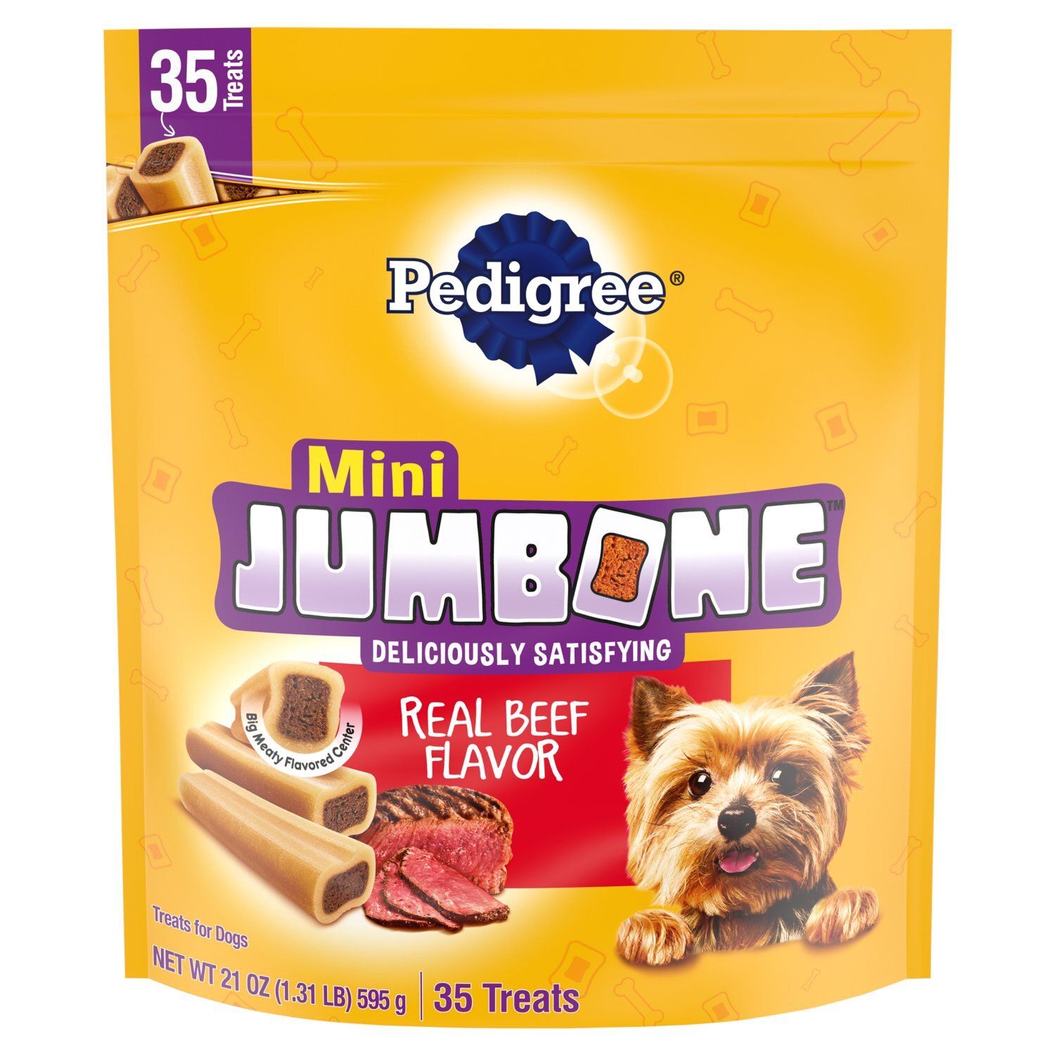 Pedigree Mini Jumbone Real Beef Flavor Treats for Dogs, 35 count, 21 oz