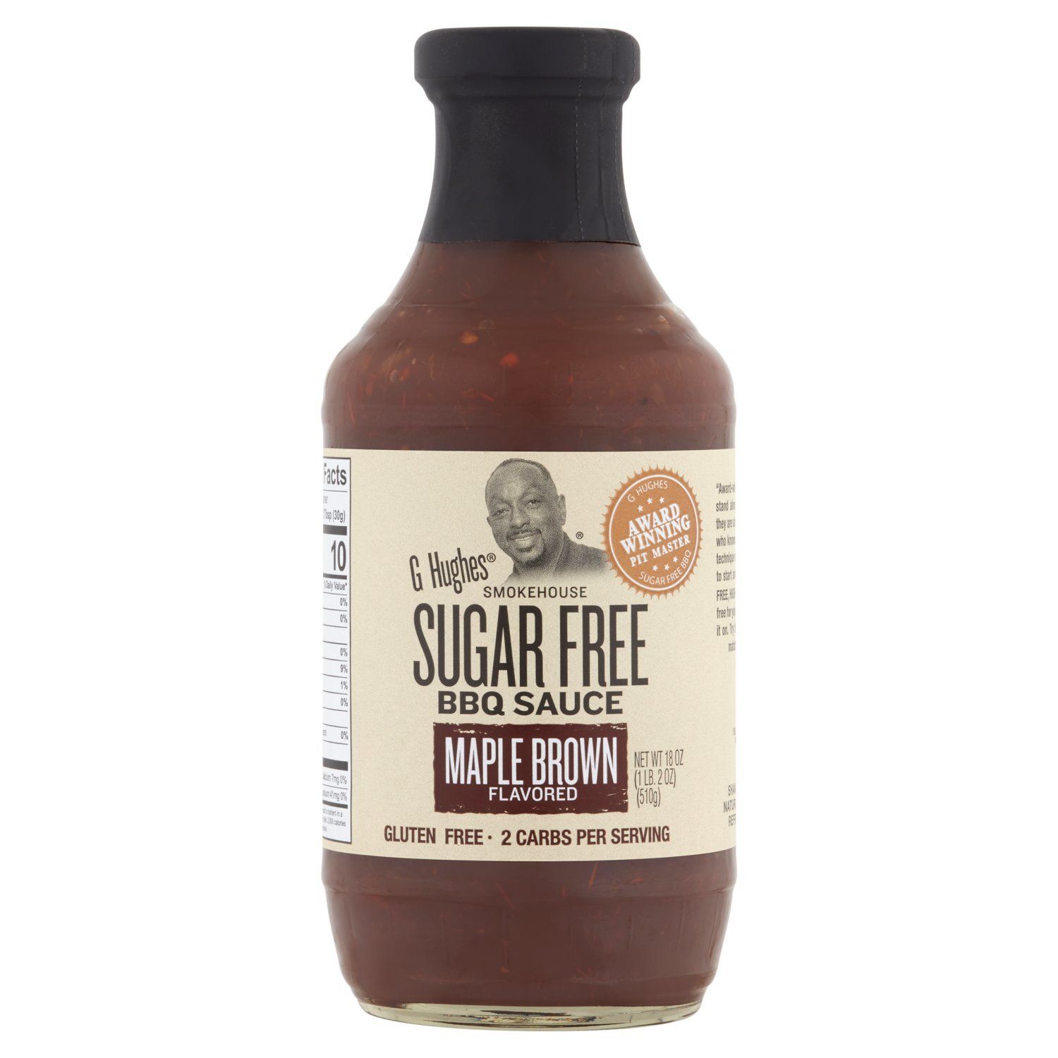 G Hughes Smokehouse Sugar Free Maple Brown Flavored BBQ Sauce, 18 oz