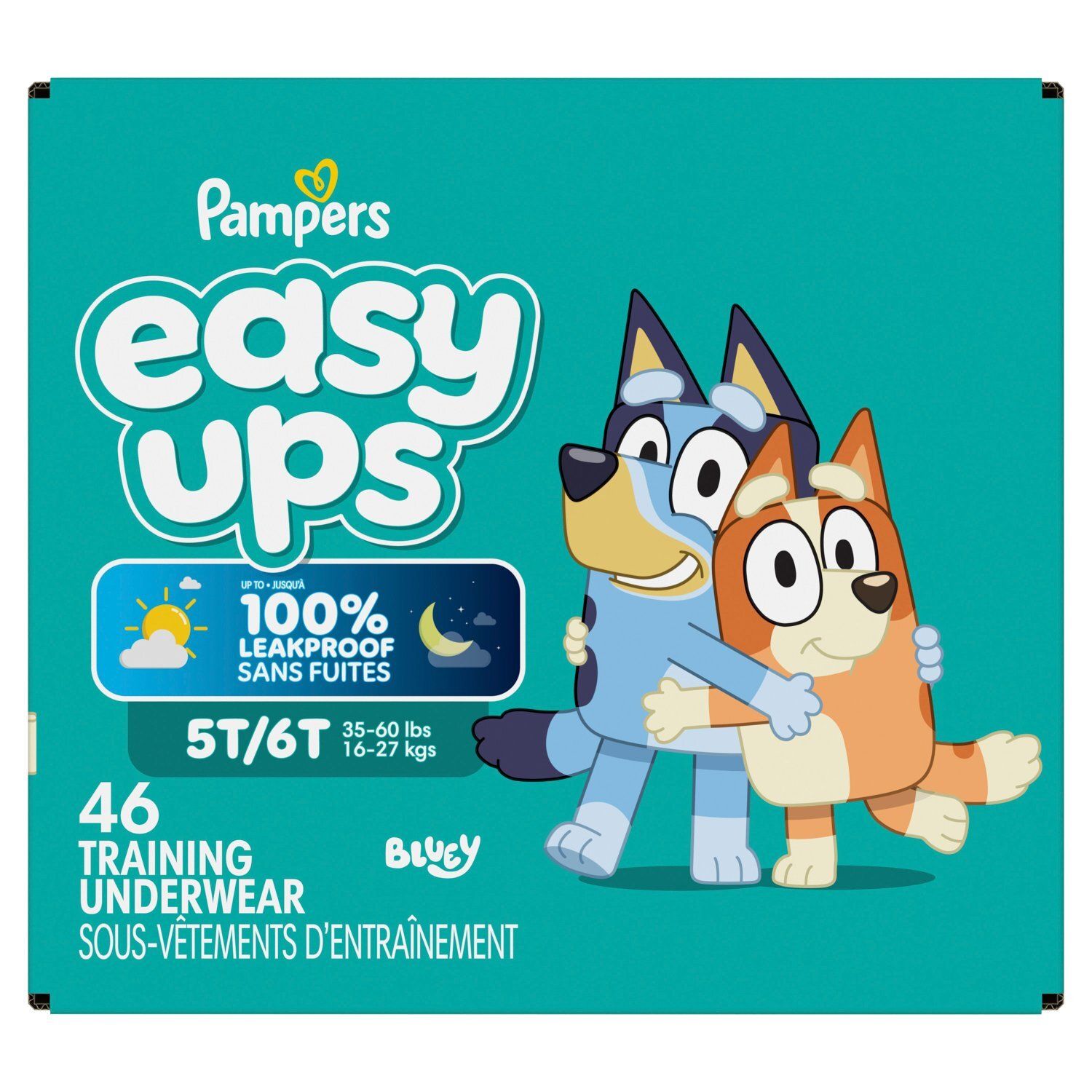 Pampers Easy Ups Bluey Training Underwear, Size 5T/6T, 35-60 lbs, 46 Count