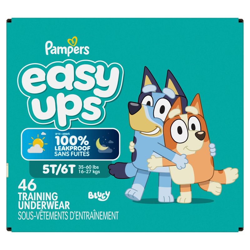 Pampers Easy Ups Bluey Training Underwear, Size 5T/6T, 35-60 lbs, 46 Count
