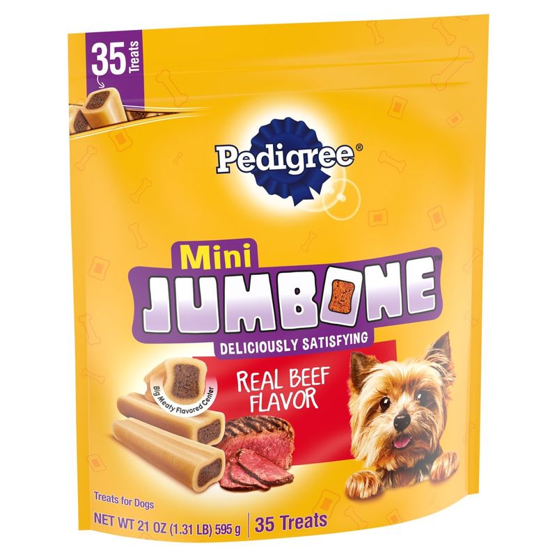 Pedigree Mini Jumbone Real Beef Flavor Treats for Dogs, 35 count, 21 oz