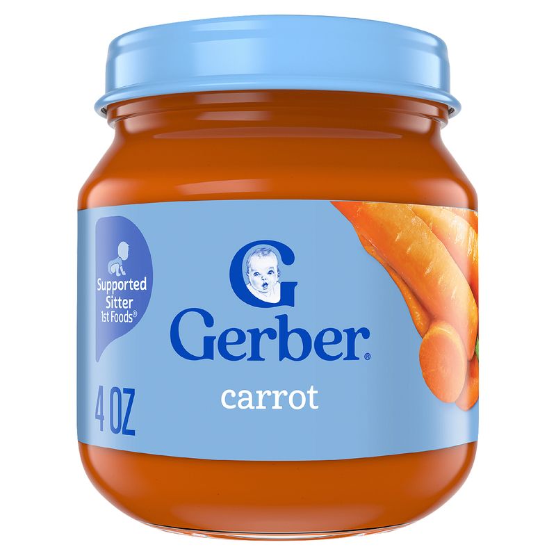 Gerber 1st Foods Carrot Baby Food, Supported Sitter, 4 oz