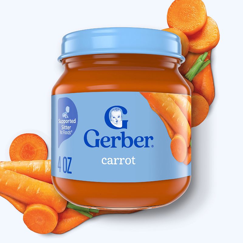 Gerber 1st Foods Carrot Baby Food, Supported Sitter, 4 oz