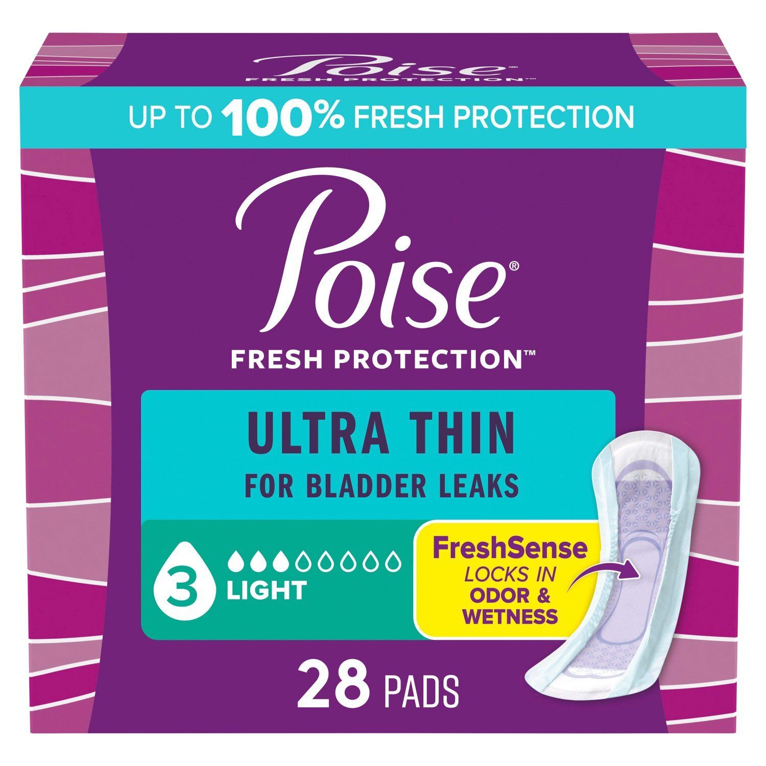 Poise Fresh Protection Ultra Thin Light Pads, 28 count