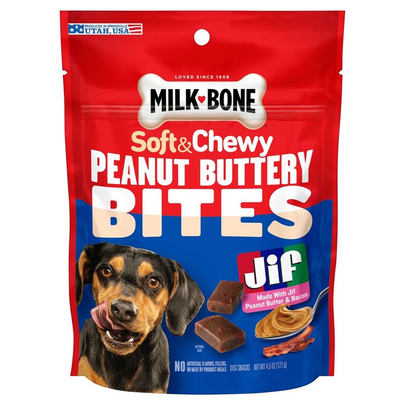 Milk-Bone Soft &amp; Chewy Peanut Buttery Dog Snacks, 4.5 oz