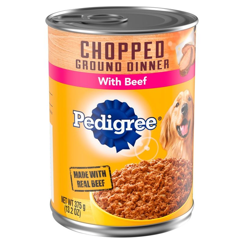PEDIGREE CHOPPED GROUND DINNER Adult Canned Soft Wet Dog Food with Beef, (12) 13.2 oz. Cans
