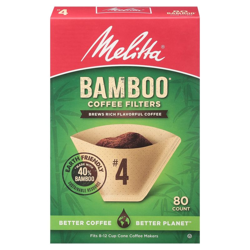 Melitta Bamboo #4 Coffee Filters, 80 count