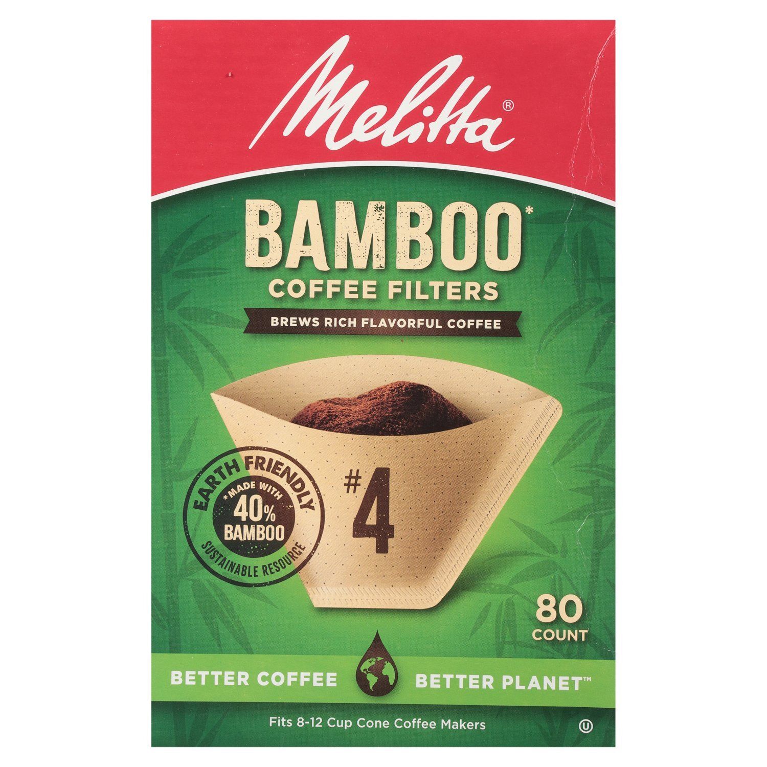 Melitta Bamboo #4 Coffee Filters, 80 count