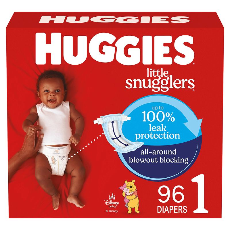 Huggies Little Snugglers Gentle Skin Protection Diapers, Size 1, Up to 14 lb, 96 count