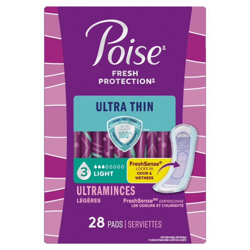 Poise Fresh Protection Ultra Thin Light Pads, 28 count