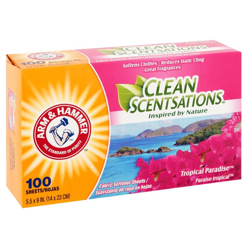 Arm &amp; Hammer Clean Scentsations Tropical Paradise Fabric Softener Sheets, 100 count