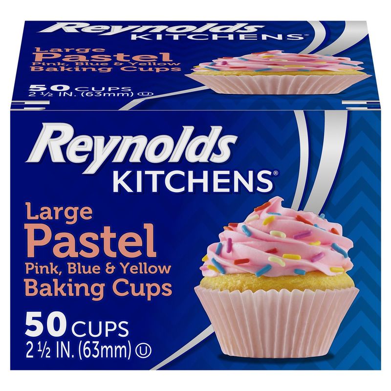 Reynolds Kitchens Large Pastel Pink, Blue &amp; Yellow Baking Cups, 50 count