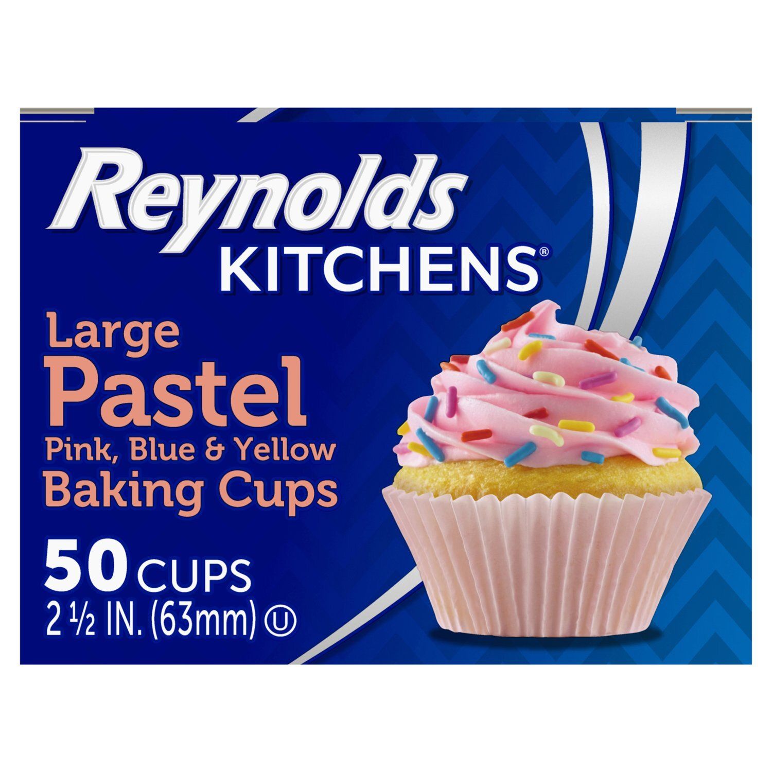 Reynolds Kitchens Large Pastel Pink, Blue &amp; Yellow Baking Cups, 50 count