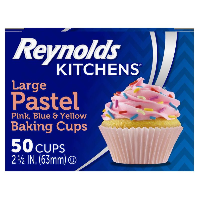 Reynolds Kitchens Large Pastel Pink, Blue &amp; Yellow Baking Cups, 50 count