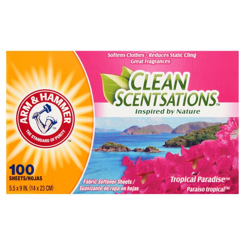 Arm &amp; Hammer Clean Scentsations Tropical Paradise Fabric Softener Sheets, 100 count