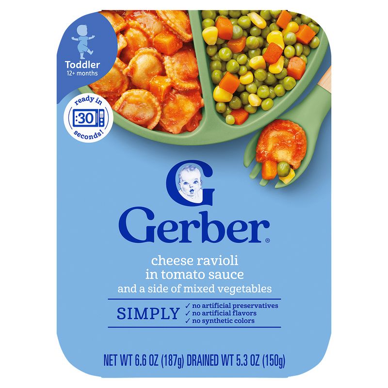Gerber Cheese Ravioli in Tomato Sauce Baby Food, Toddler, 12+ Months, 6.6 oz