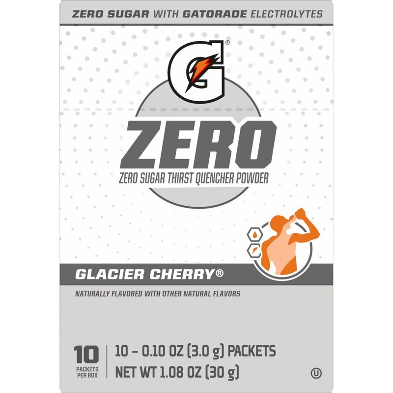 Gatorade Zero Zero Sugar Thirst Quencher Powder Glacier Cherry 0.10 Oz, 10 Count