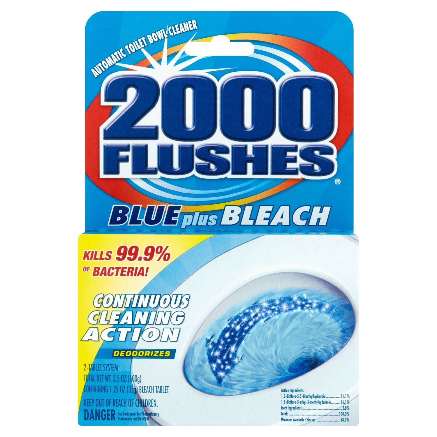 2000 Flushes Blue Plus Bleach Automatic Toilet Bowl Cleaner, 3.5 oz