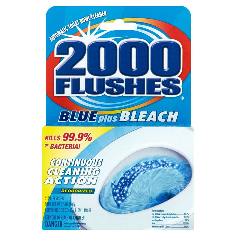 2000 Flushes Blue Plus Bleach Automatic Toilet Bowl Cleaner, 3.5 oz