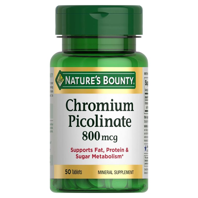 Nature's Bounty Chromium Picolinate Mineral Supplement, 800 mcg, 50 count