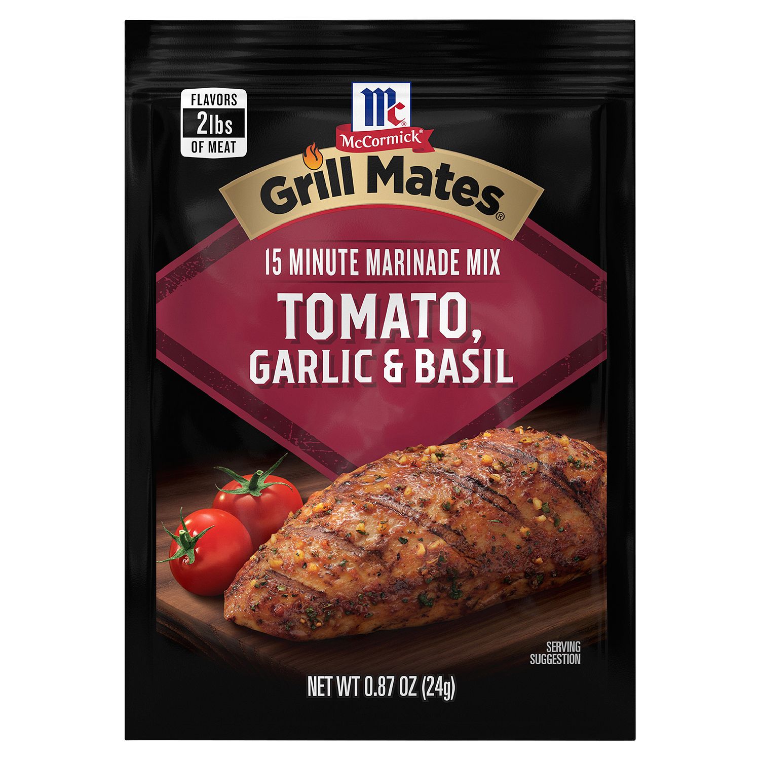 McCormick Grill Mates Tomato, Garlic &amp; Basil Marinade Mix, 0.87 oz